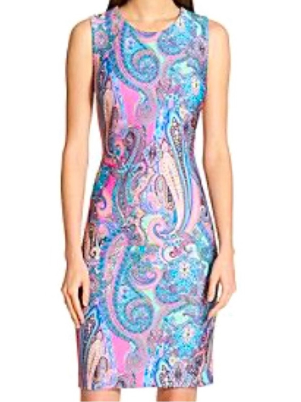 Tommy Hilfiger Sleeveless Paisley Midi Dress in Pink & Teal